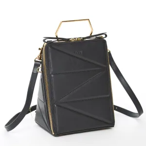 SUSU The Heidi Black Leather Backpack Purse