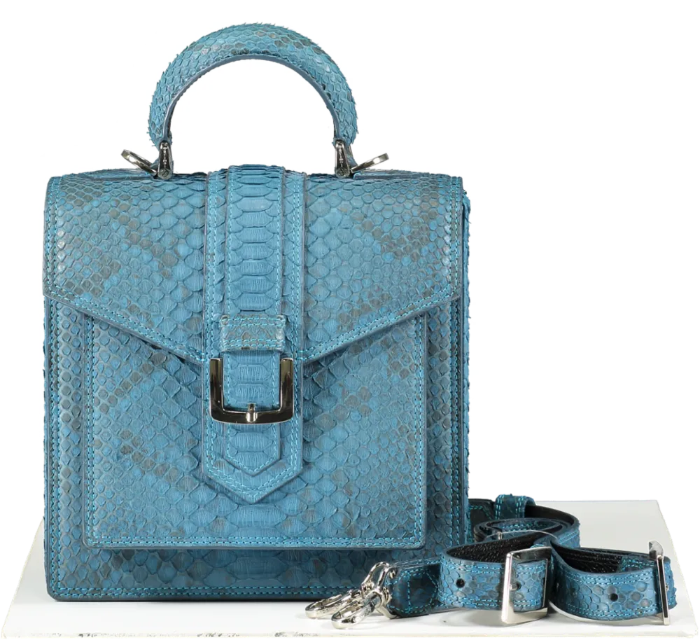 S'uvimal Blue Python Skin backpack /Crossbody Bag
