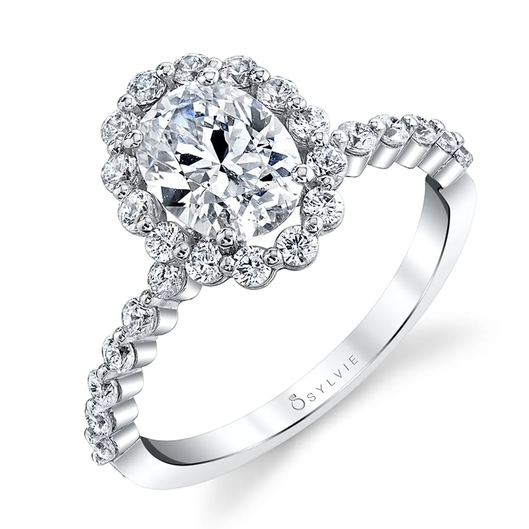 Sylvie Oval Cut Classic Halo Engagement Ring