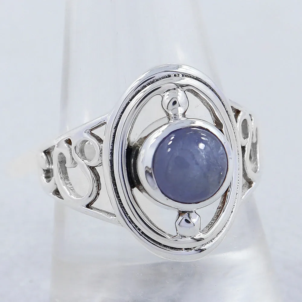 Tanzanite Cabochon Gemstone Designer Silver Ring