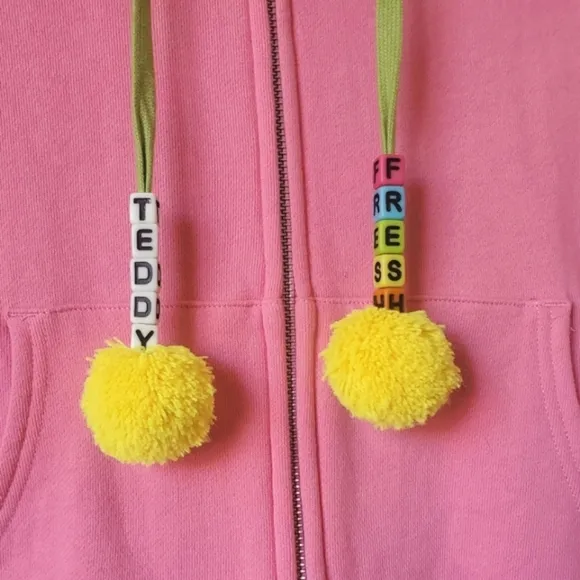 Teddy Fresh Pom-Pom Beaded Drawstrings Zip Hoodie