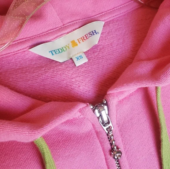 Teddy Fresh Pom-Pom Beaded Drawstrings Zip Hoodie