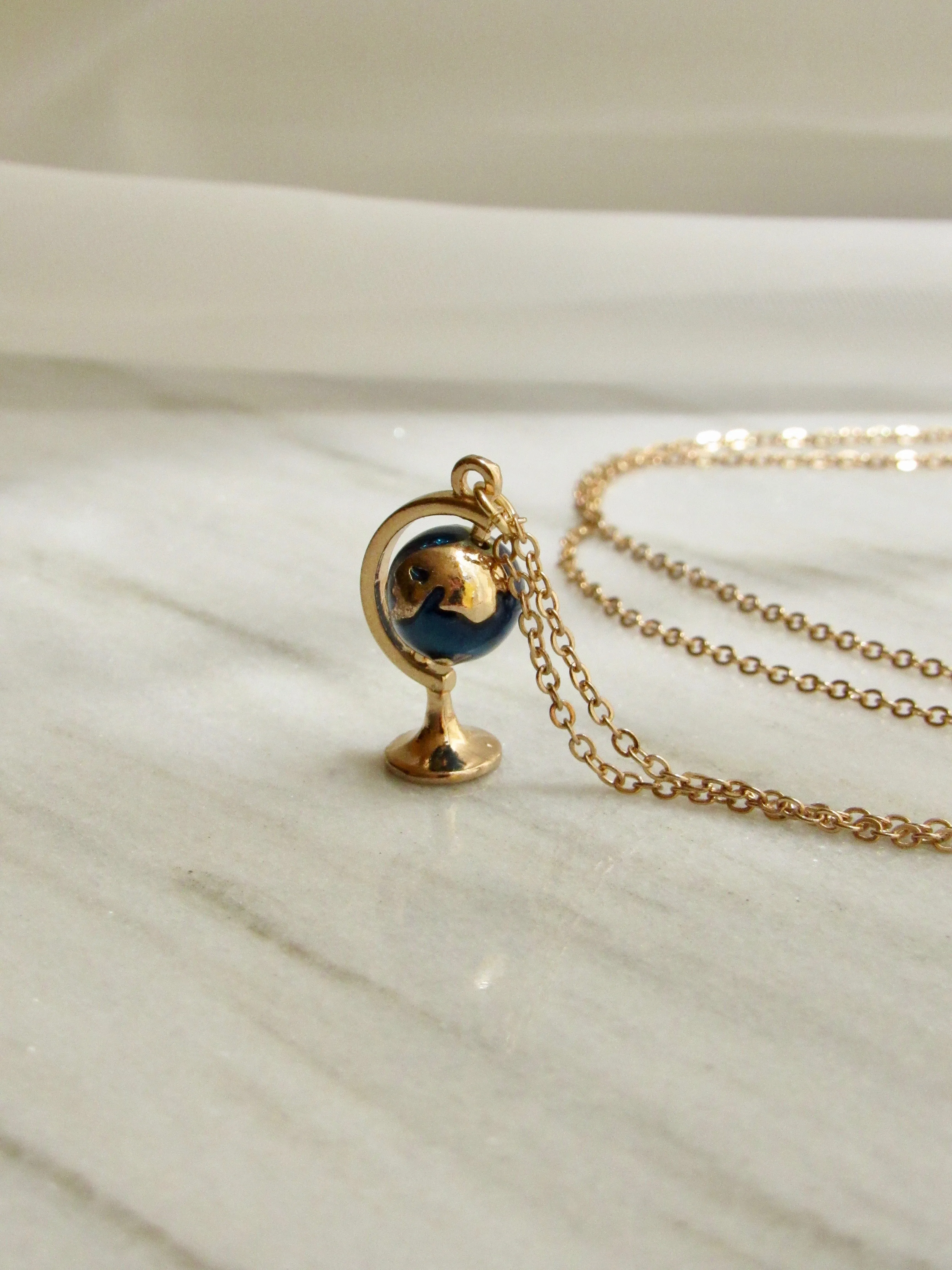 Terrestrial Globe Pendant Necklace in Gold