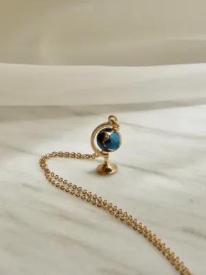 Terrestrial Globe Pendant Necklace in Gold