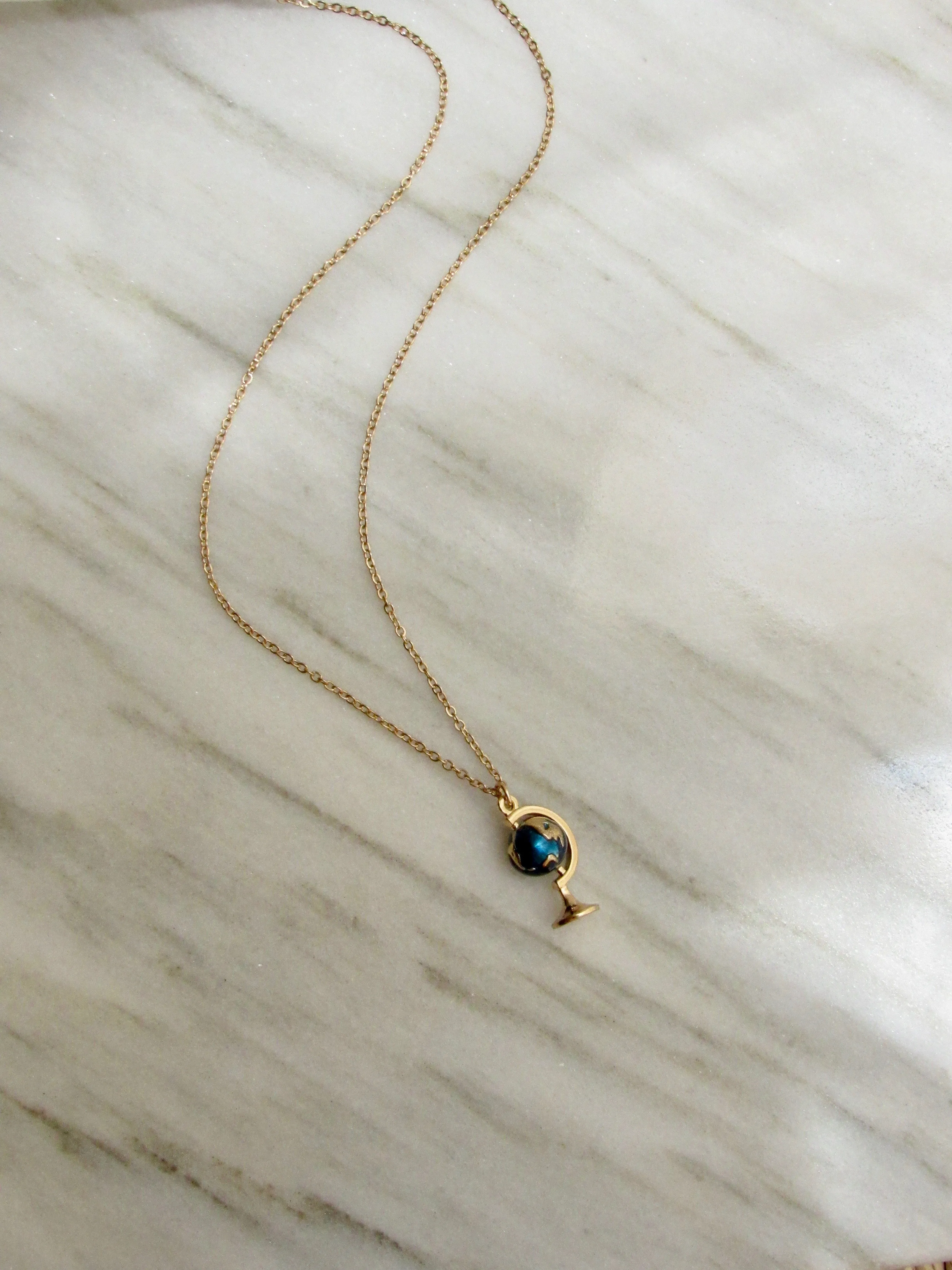 Terrestrial Globe Pendant Necklace in Gold