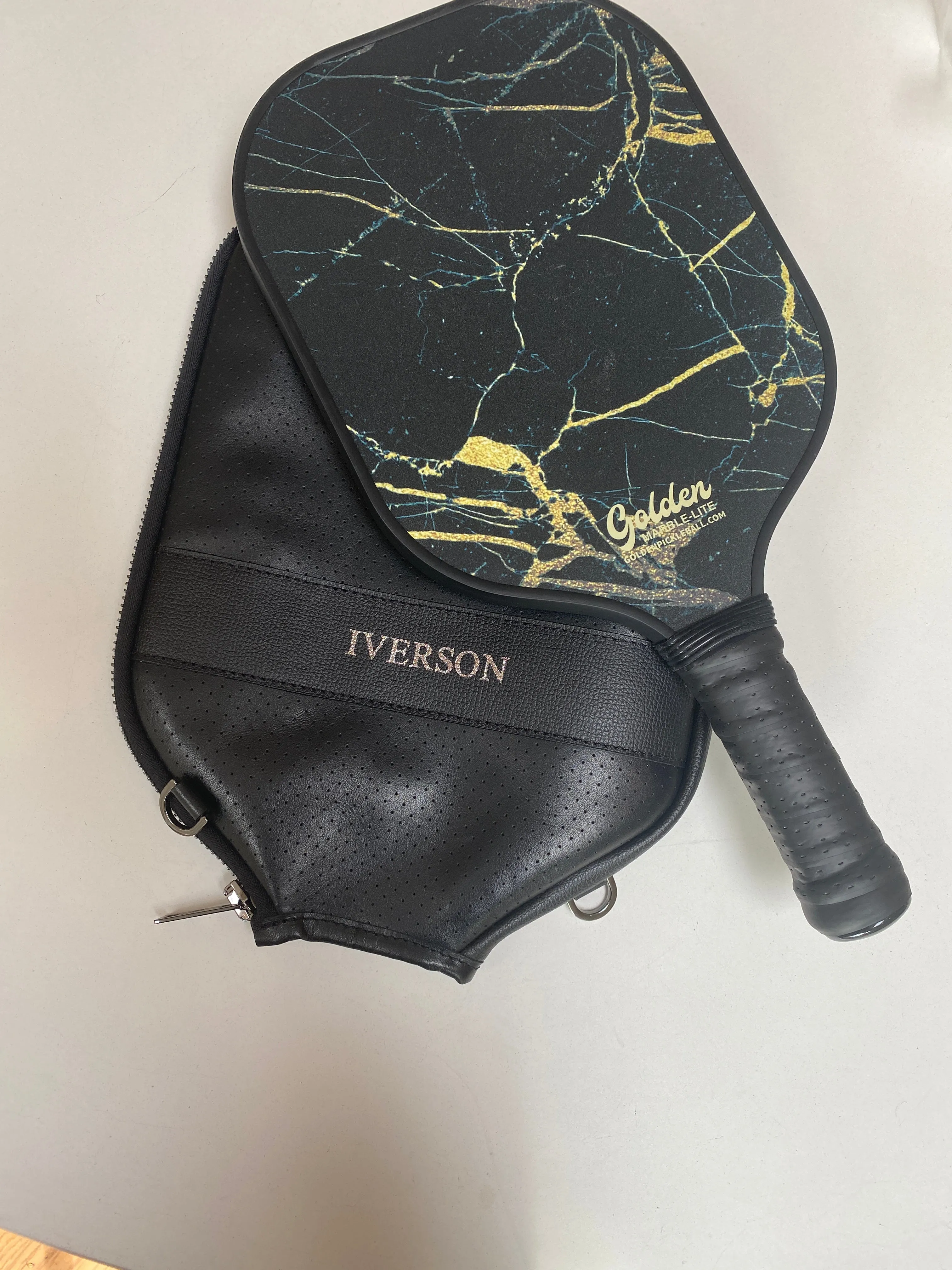 “The Addict” Leather Pickleball Bag - Black/Gunmetal