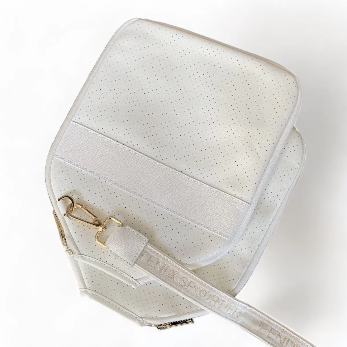 “The Addict” Leather Pickleball Bag - White/Gold