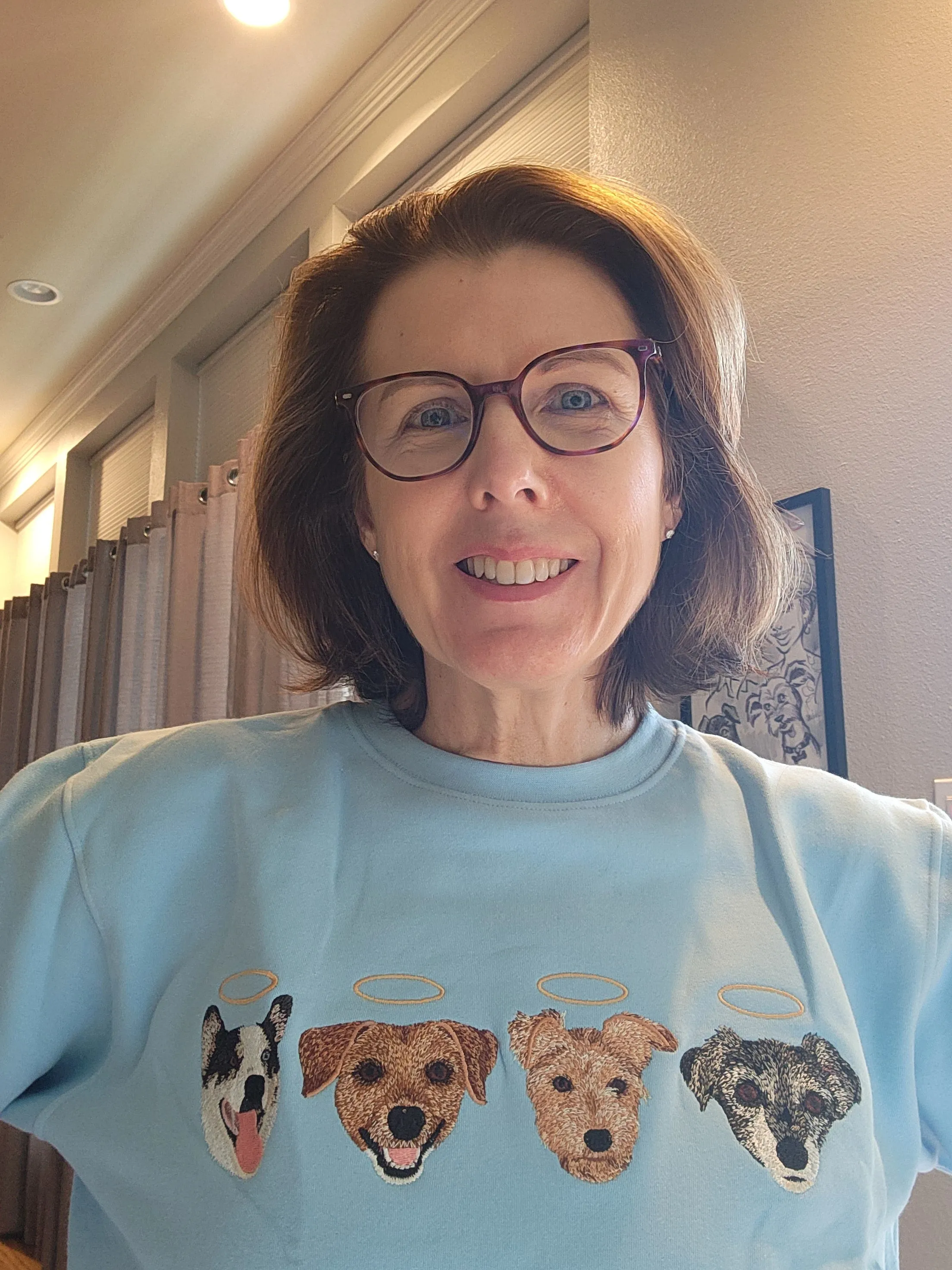 The Custom Embroidered Pet Portrait Sweatshirt With 3-4 Pups