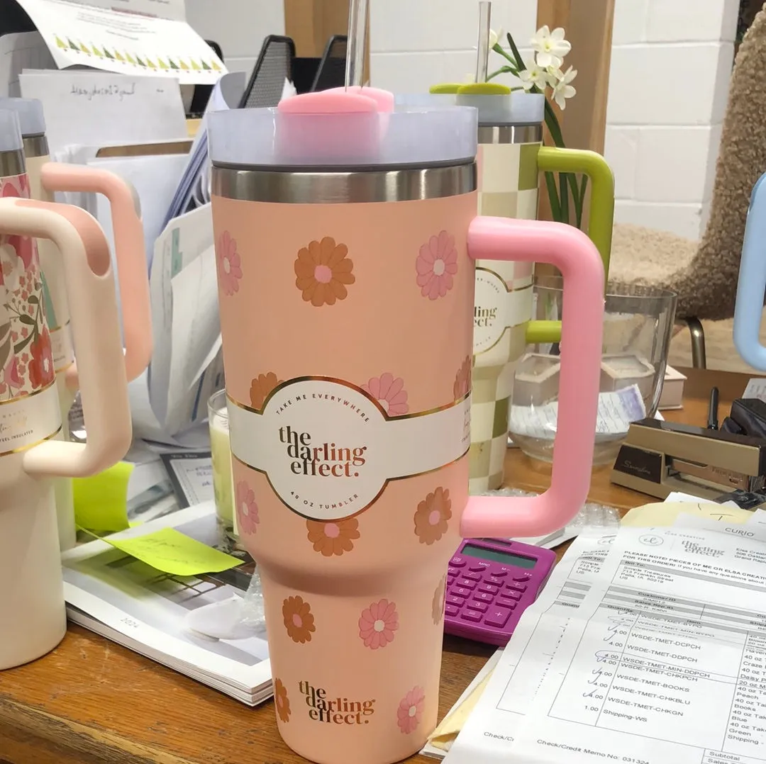 The Darling Effect - Take Me Everywhere Tumbler - darling daisy peach