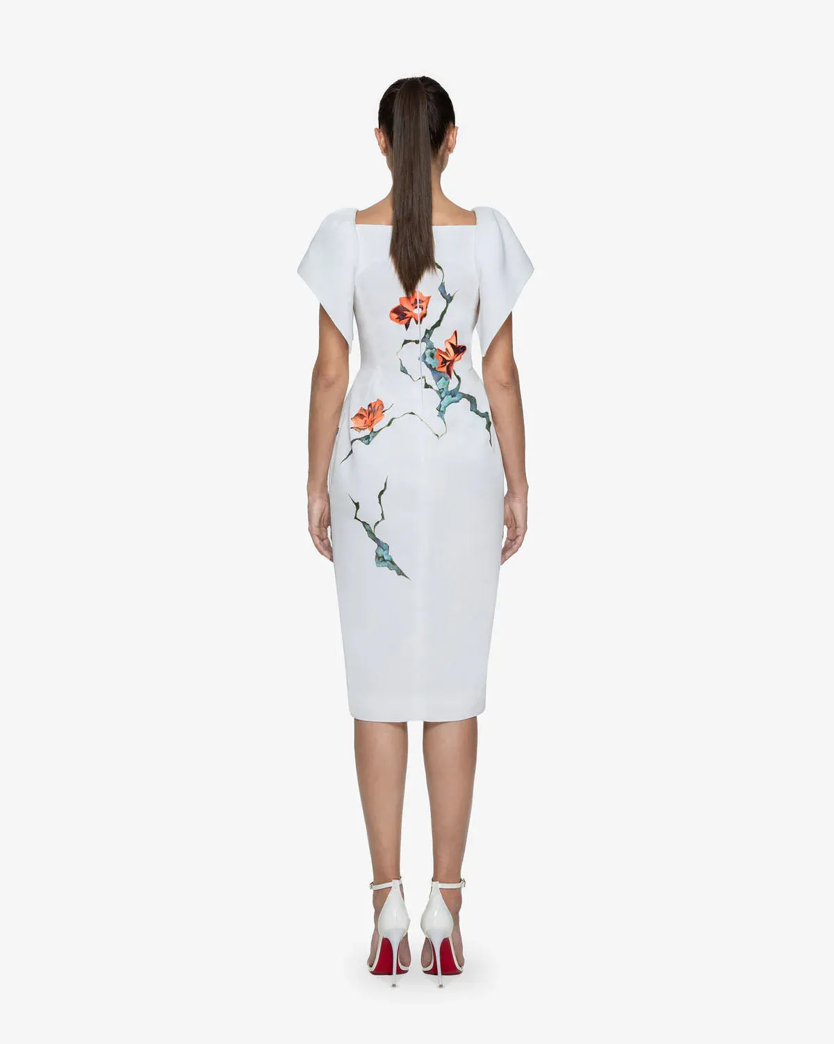 The Rise Up White Painted Cocktail Dress with Sleeves