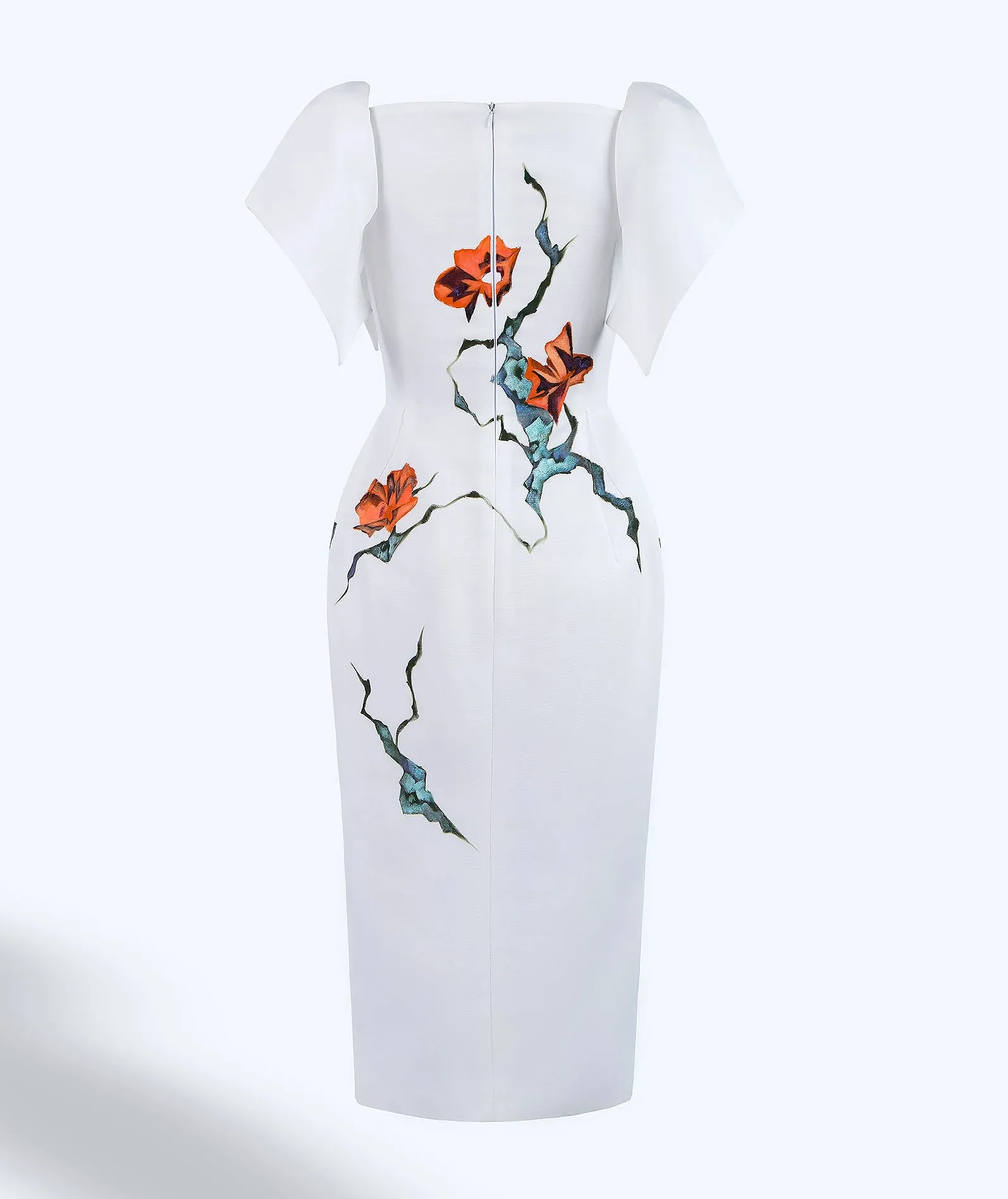 The Rise Up White Painted Cocktail Dress with Sleeves