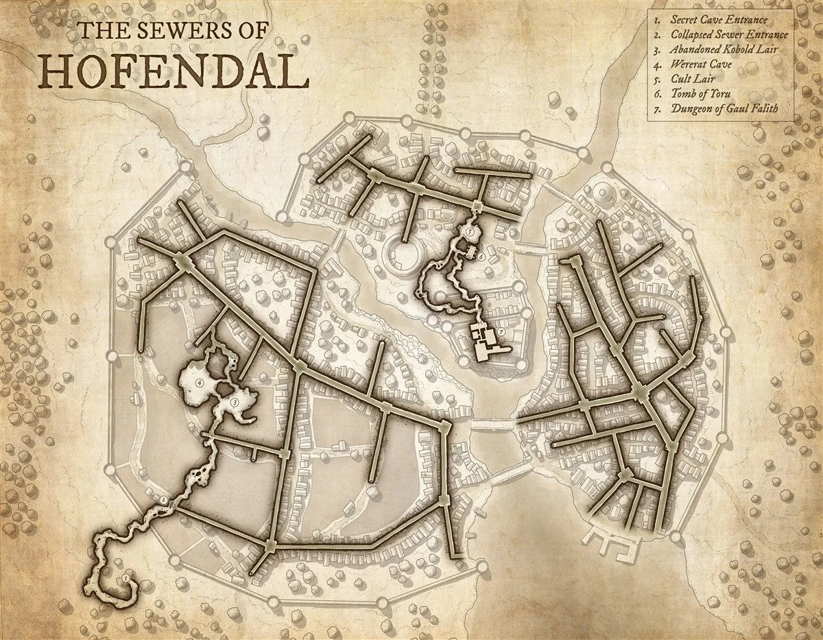 The Sewers of Hofendal Fantasy Map