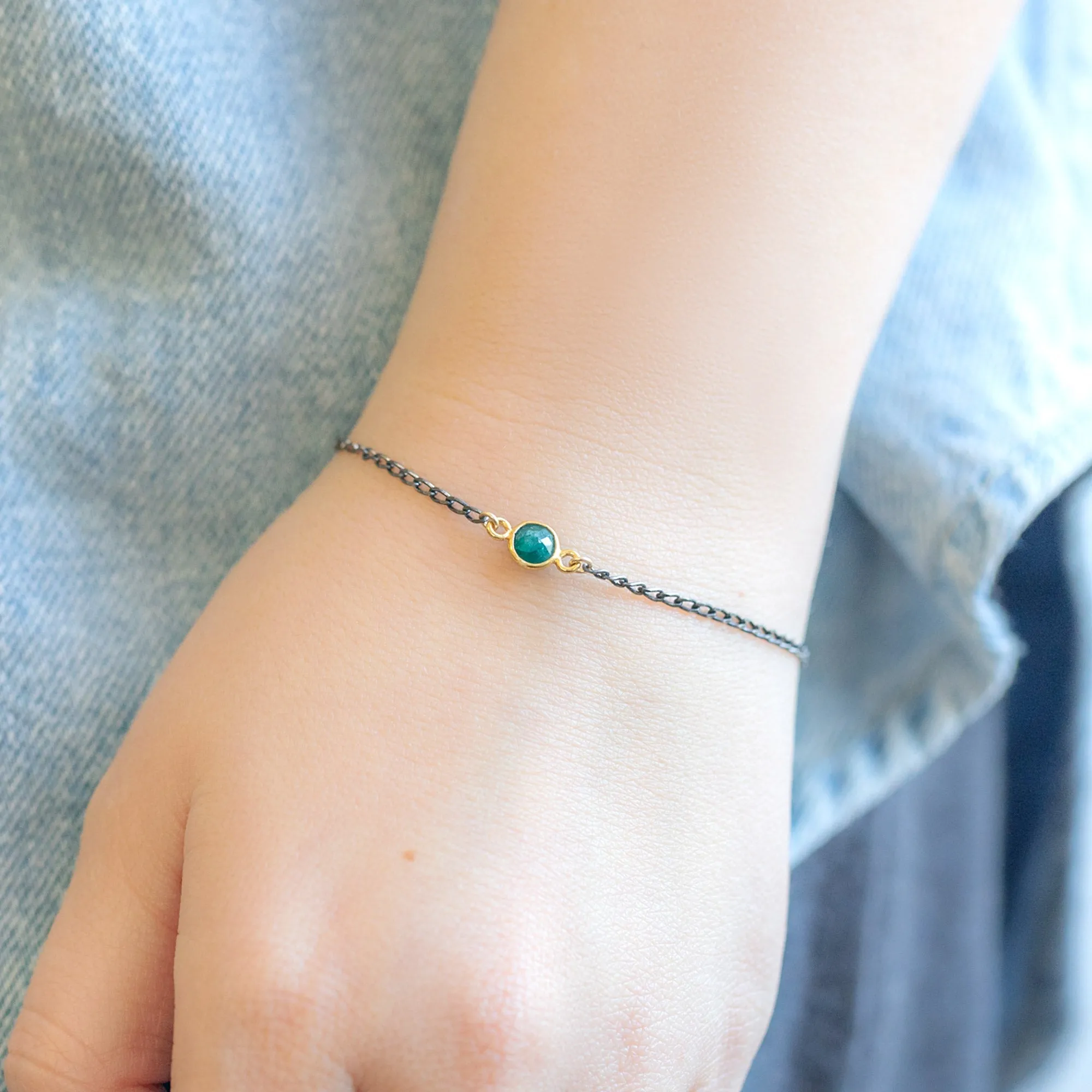 The Simple Emerald Gemstone Bracelet | Sterling Silver