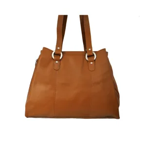 THREE COMPARTMENT LEATHER TOTE