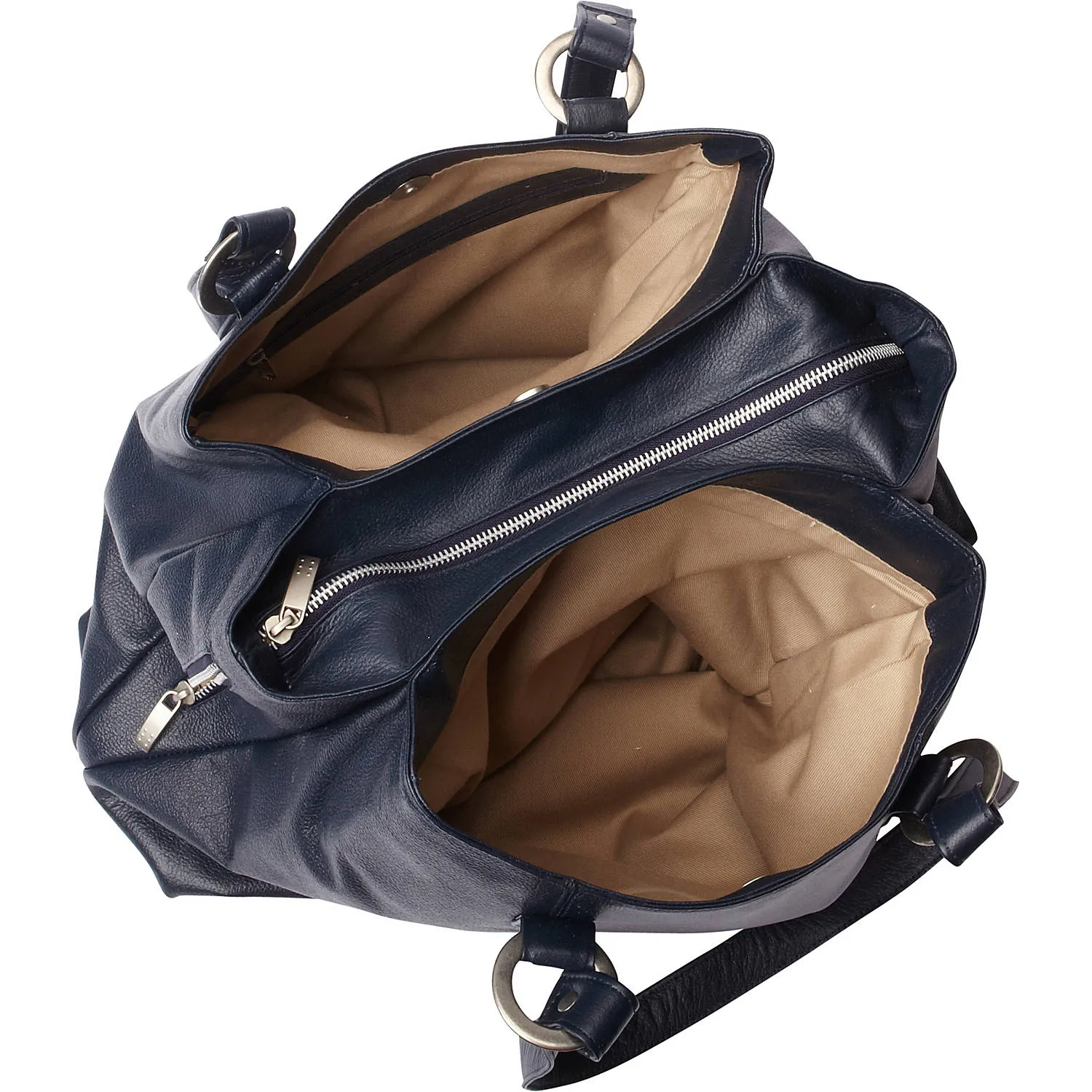 THREE COMPARTMENT LEATHER TOTE