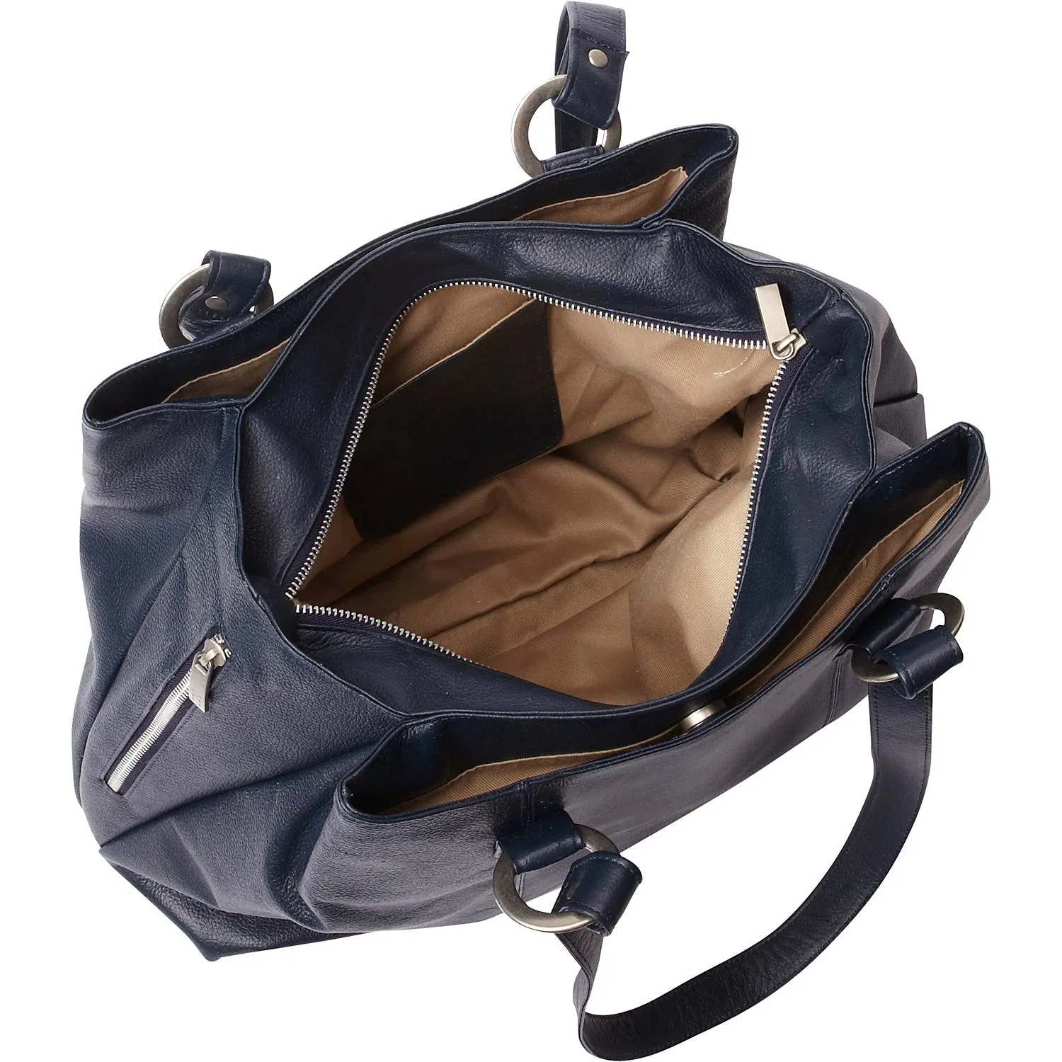 THREE COMPARTMENT LEATHER TOTE