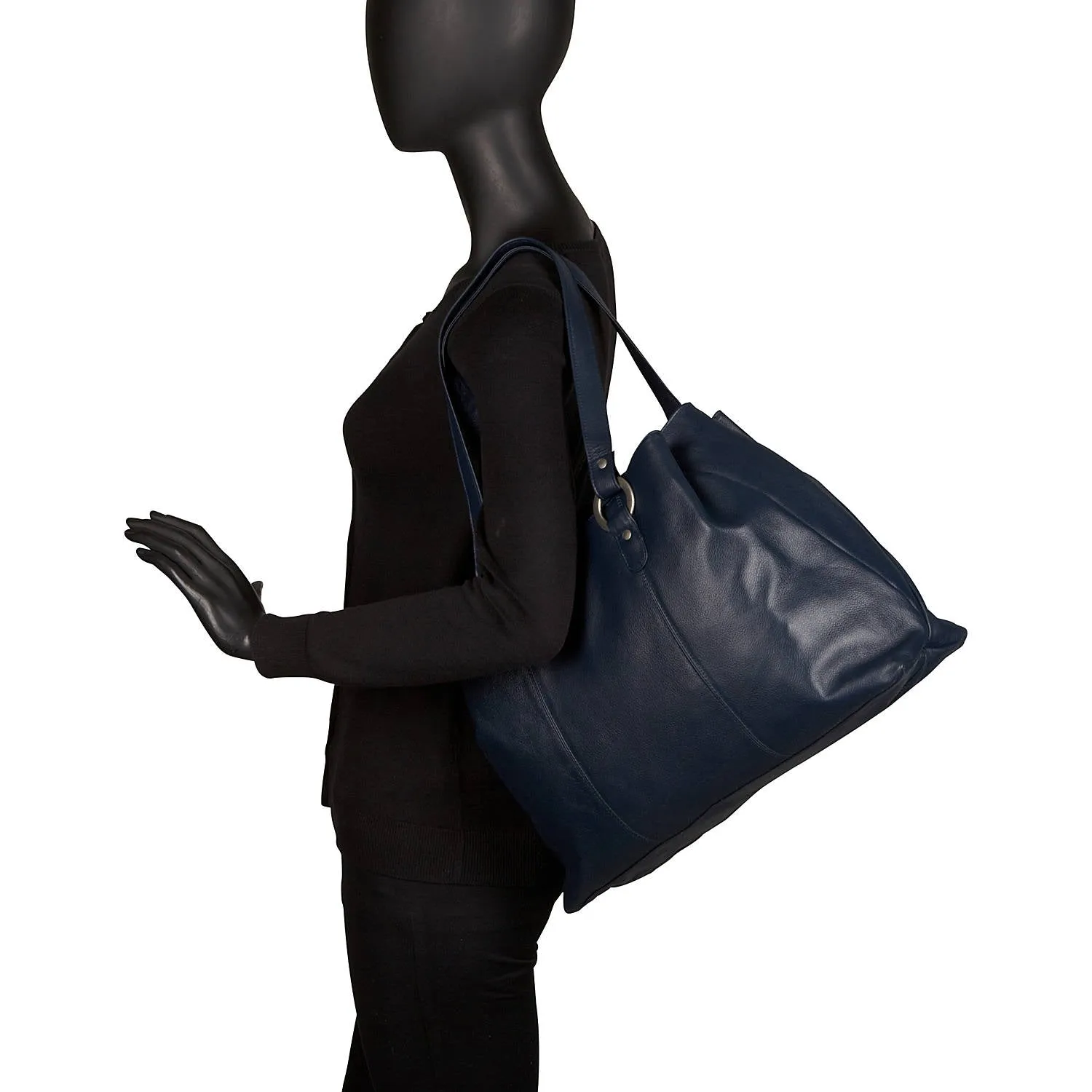 THREE COMPARTMENT LEATHER TOTE