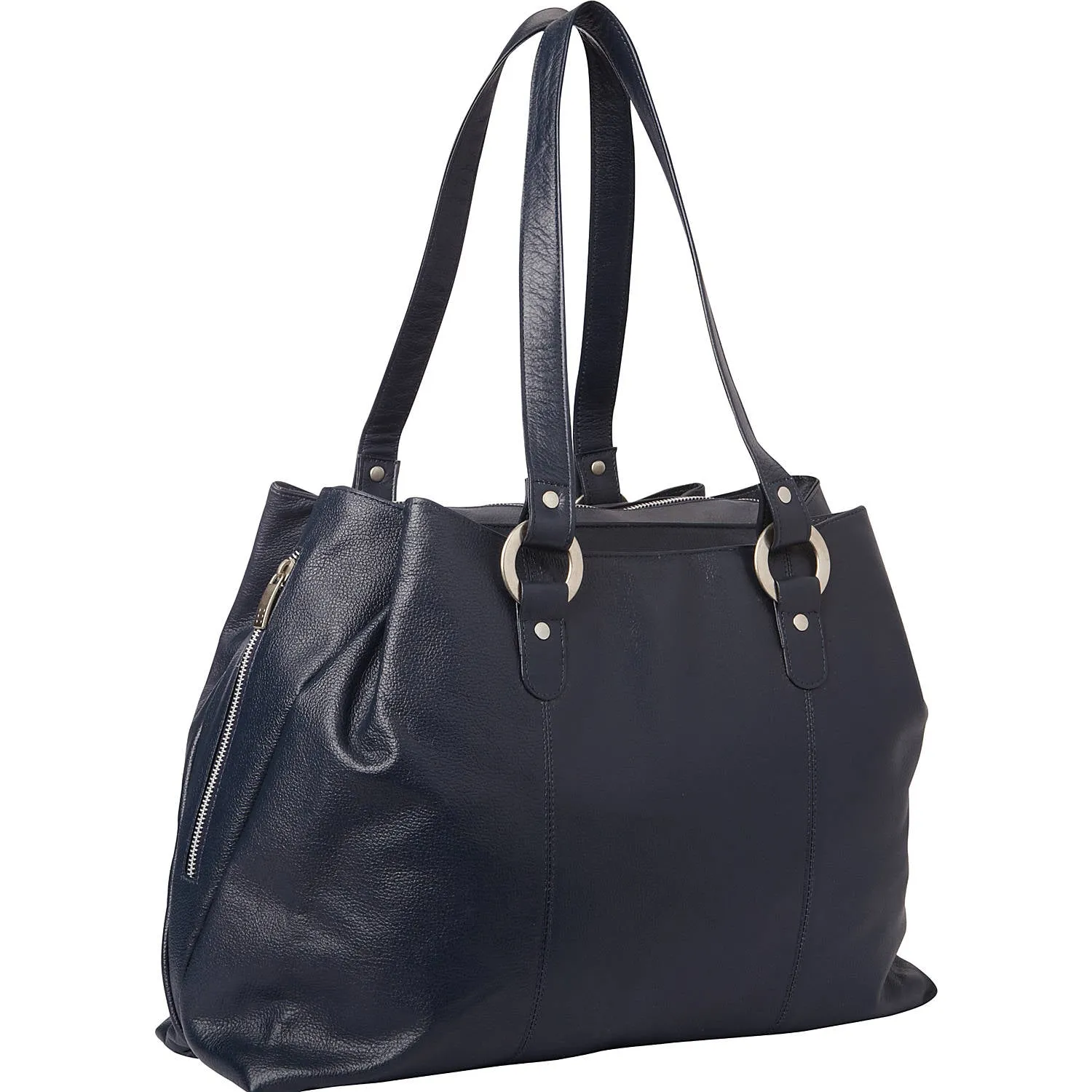 THREE COMPARTMENT LEATHER TOTE