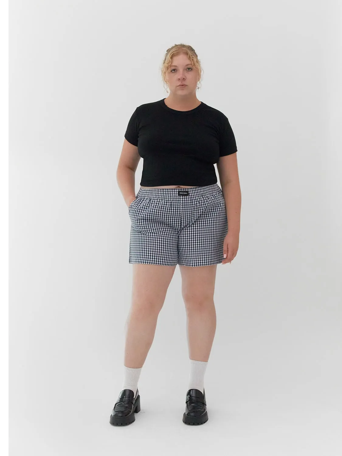 Three-Pocket Boxers Navy Gingham
