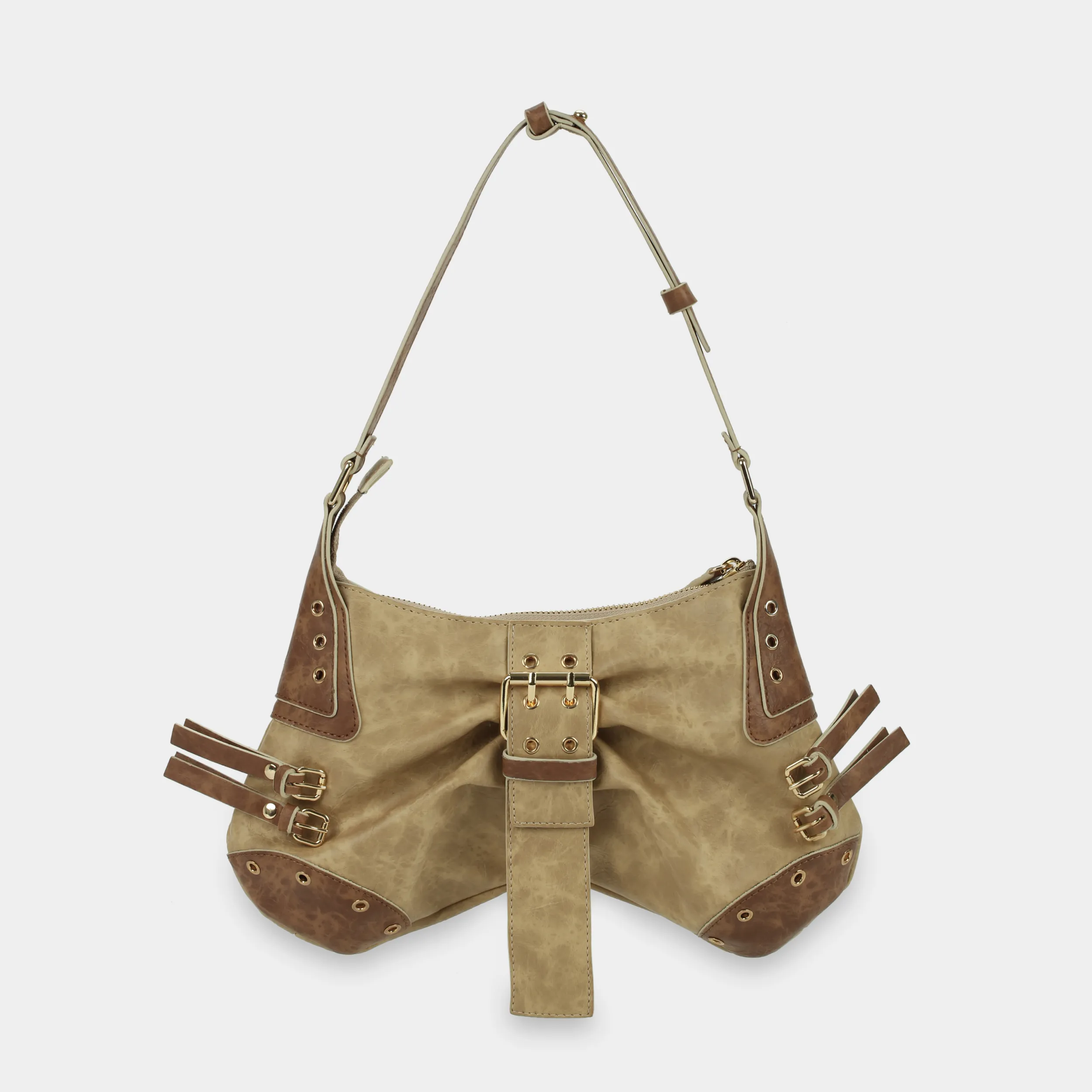 Túi xách BUTTERFLY màu beige phối nâu đất