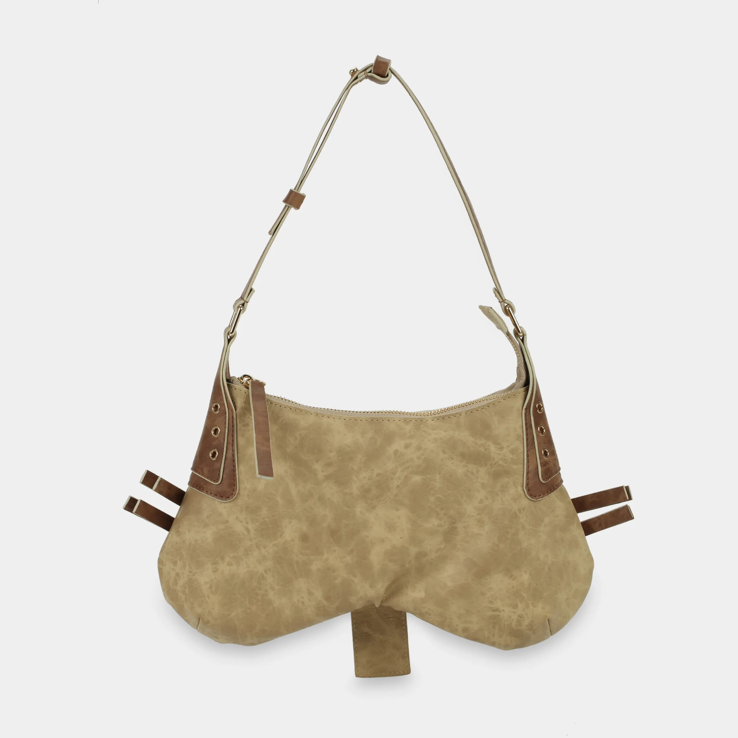 Túi xách BUTTERFLY màu beige phối nâu đất