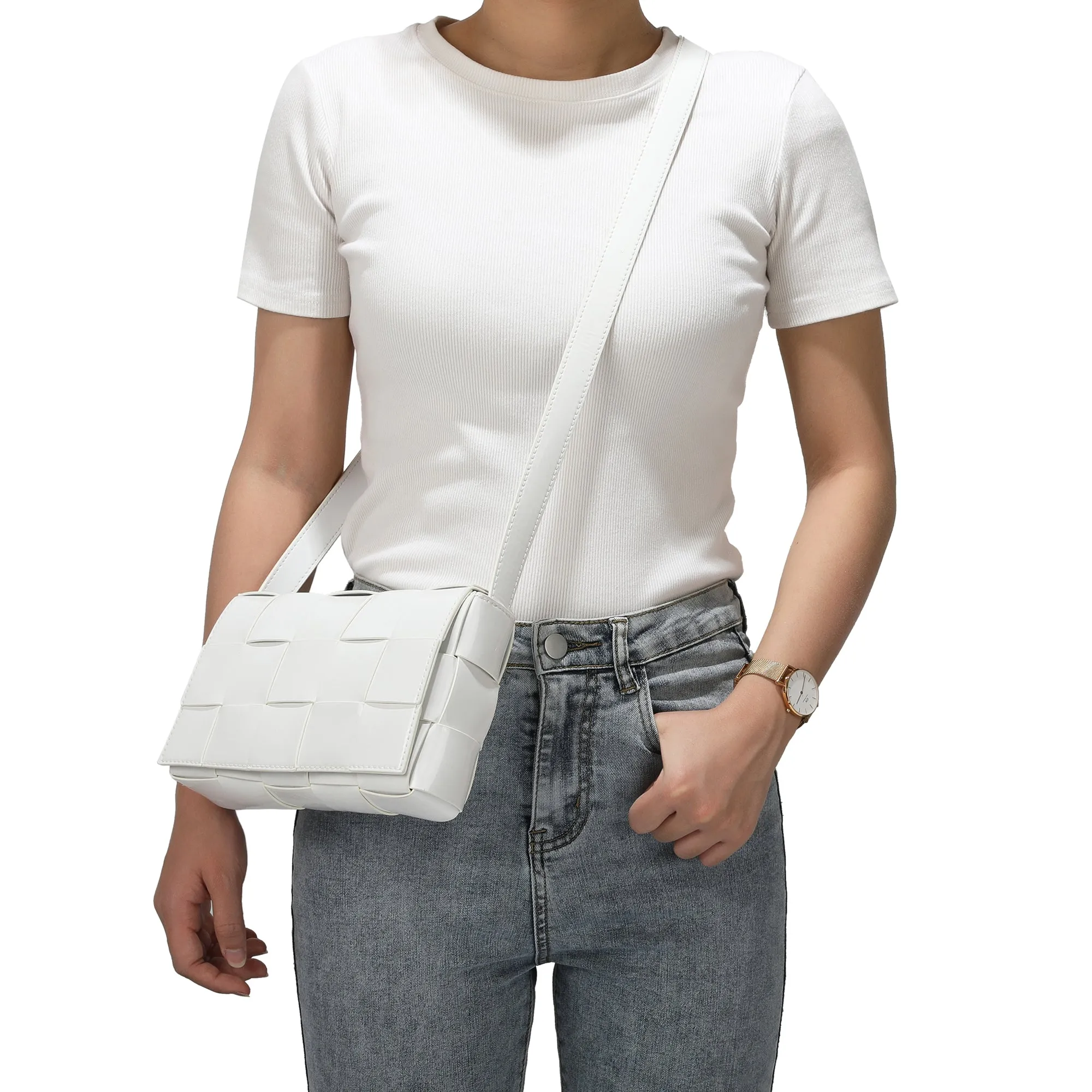 Tiffany & Fred Patent Leather Woven Crossbody