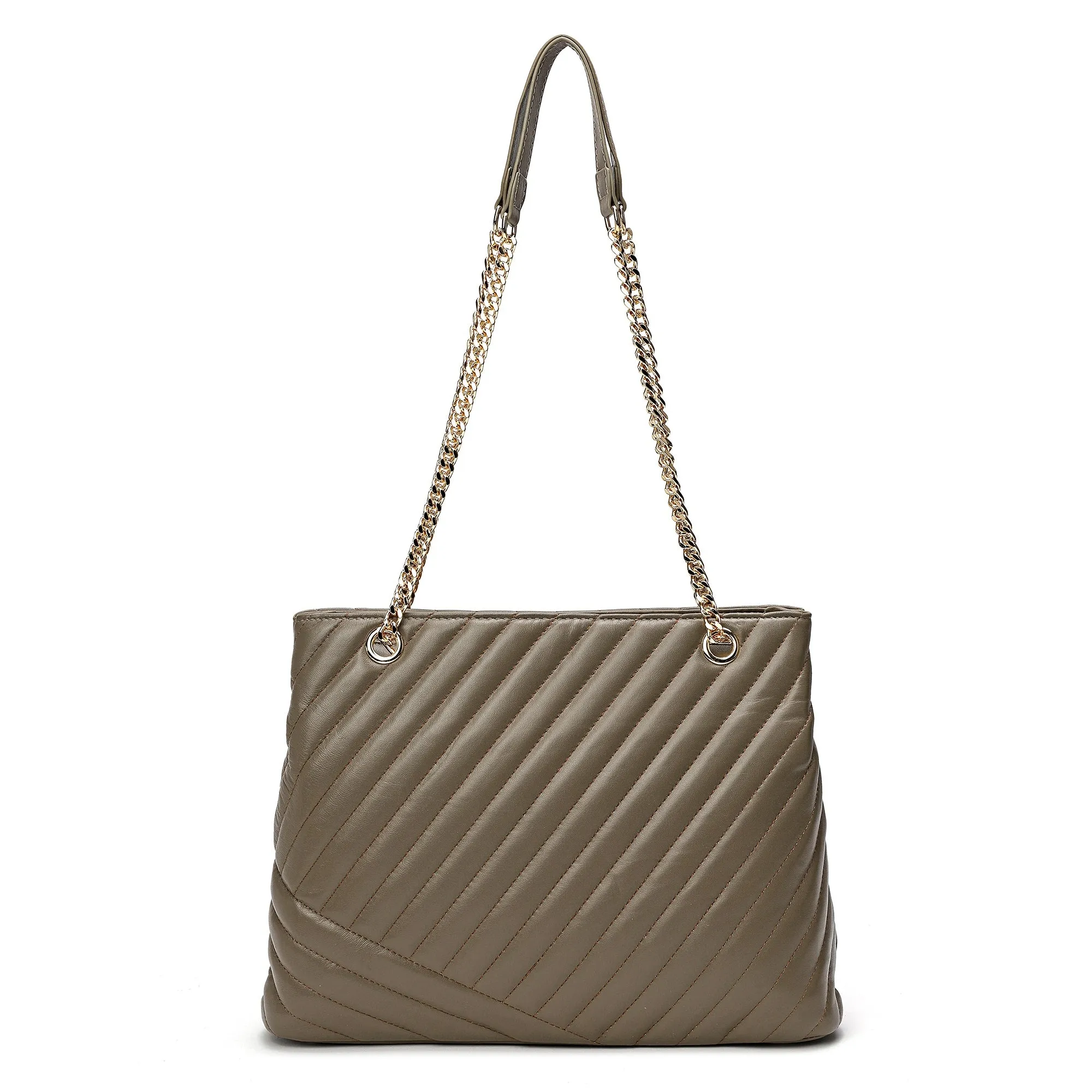 Tiffany & Fred Quilted Sheepskin Leather Tote Bag