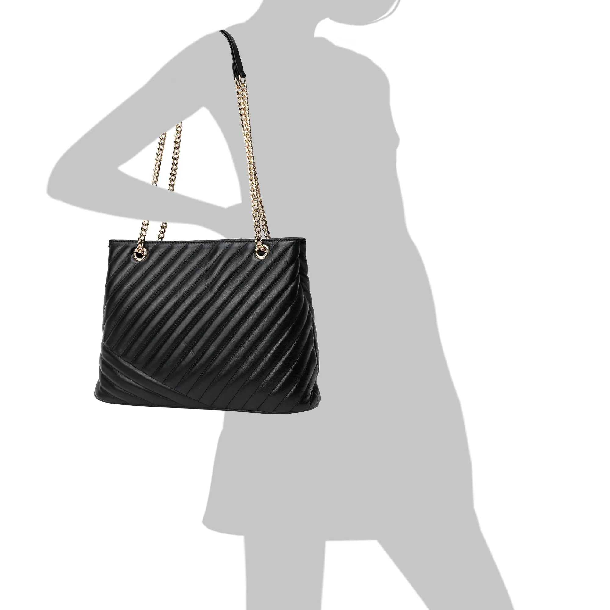 Tiffany & Fred Quilted Sheepskin Leather Tote Bag