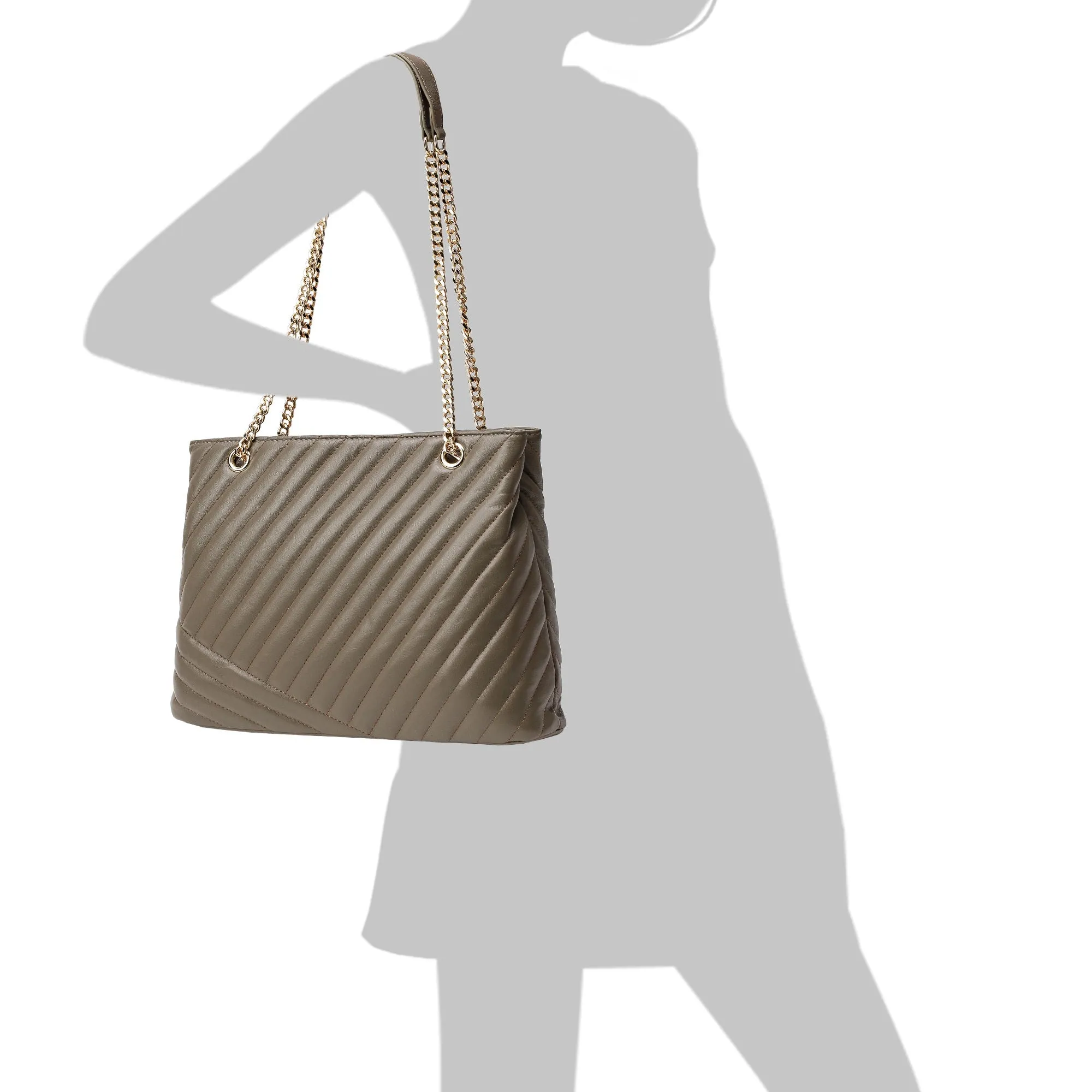 Tiffany & Fred Quilted Sheepskin Leather Tote Bag