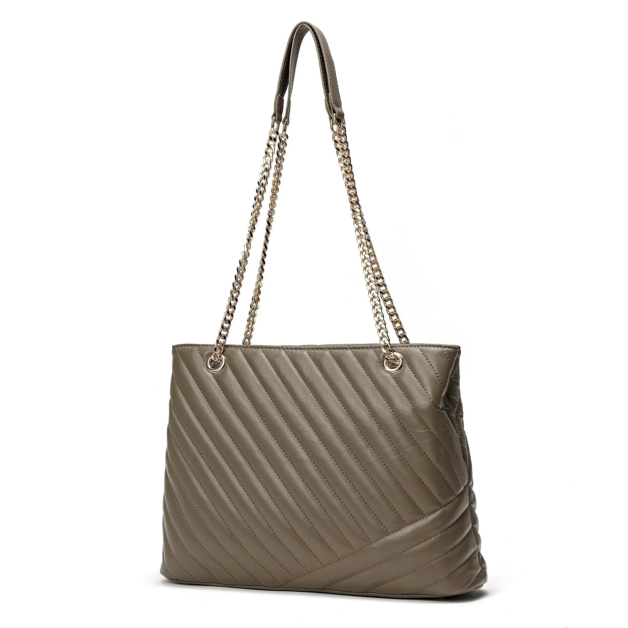 Tiffany & Fred Quilted Sheepskin Leather Tote Bag