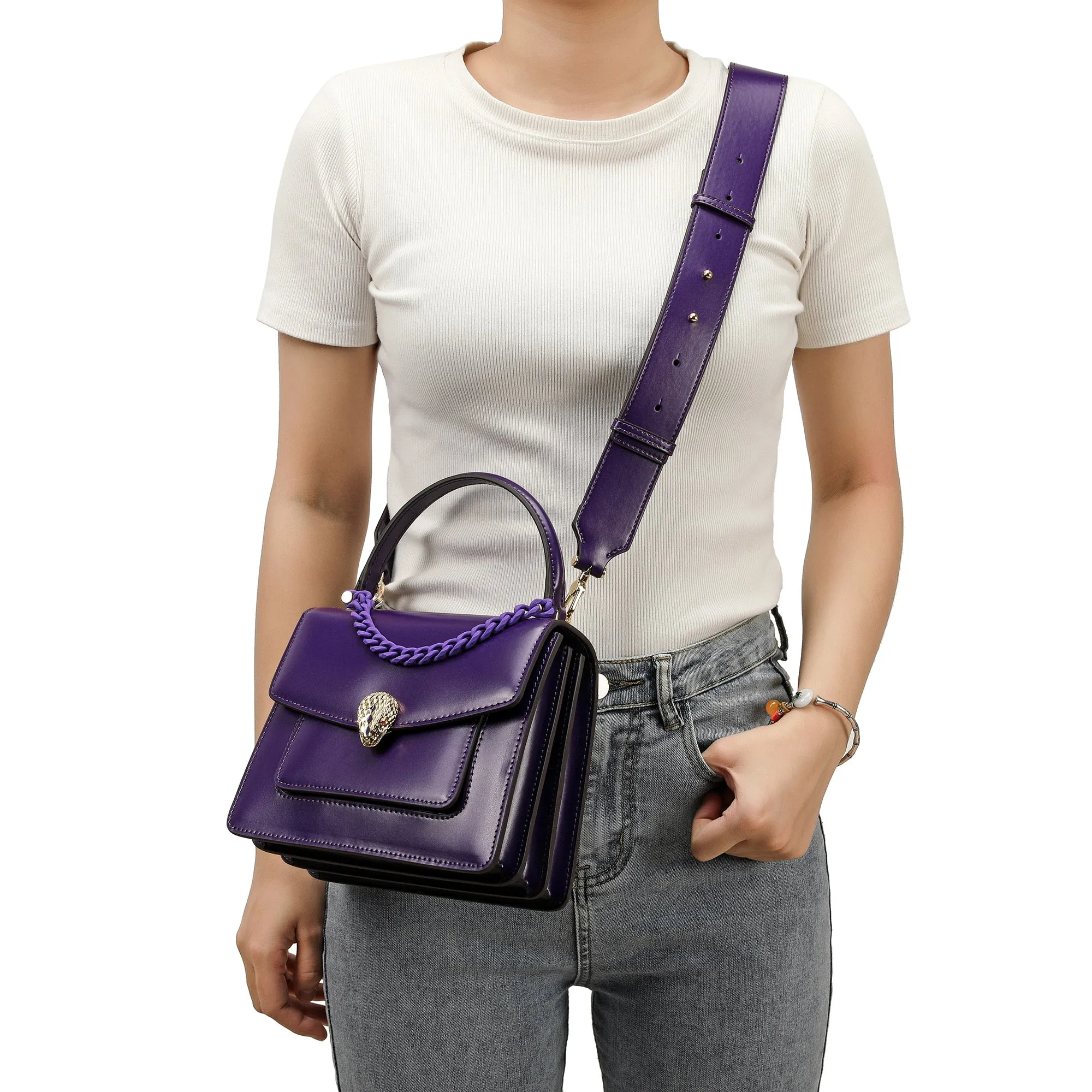 Tiffany & Fred Smooth Leather Top-Handle Crossbody