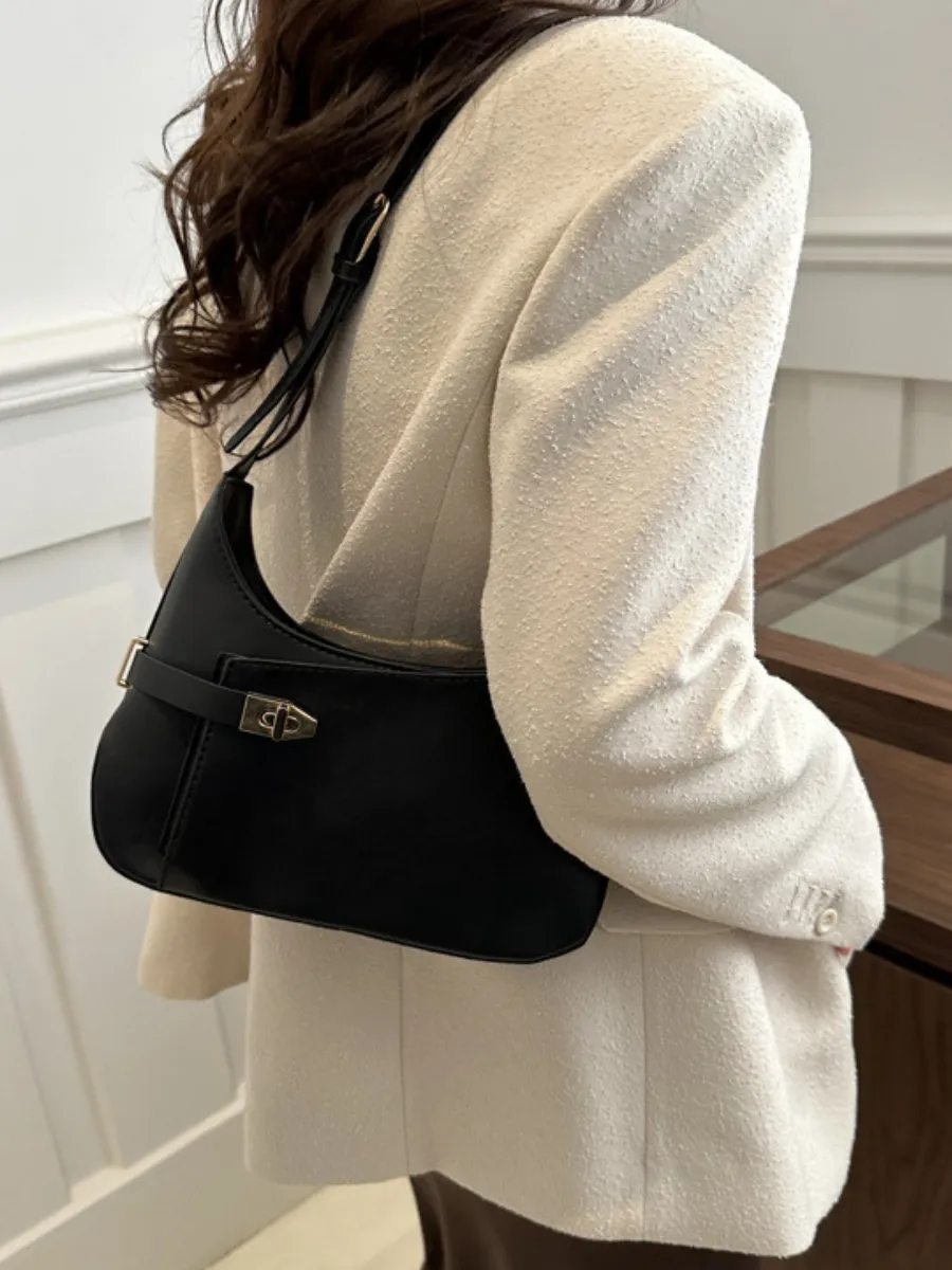 Timeless Black Zipper Shoulder Tote for Women