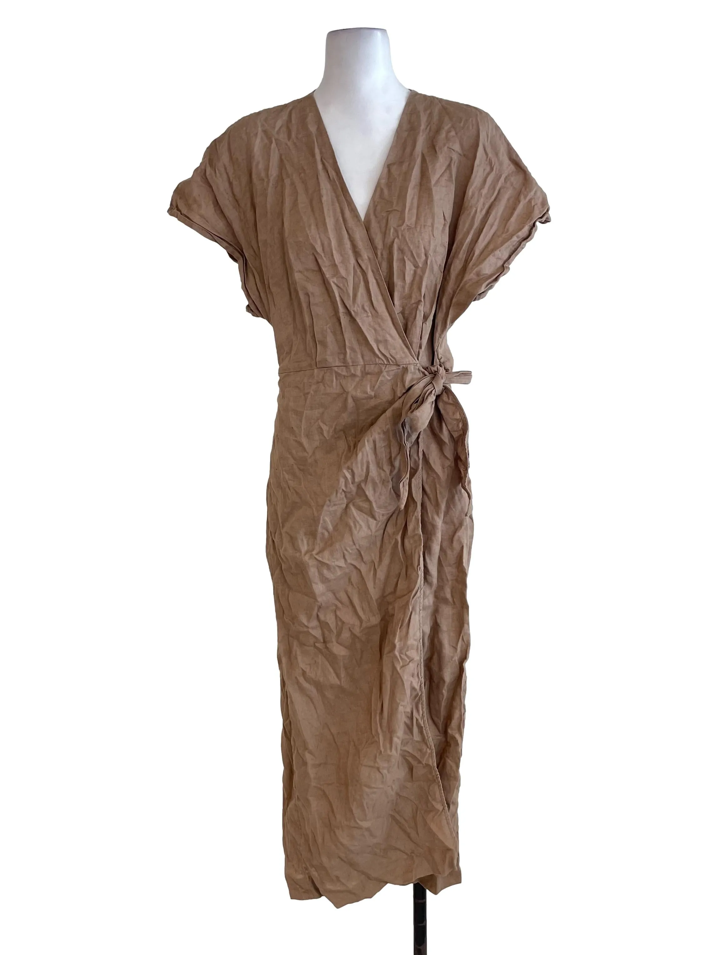 Toffee Cotton V Neck Dress OSN