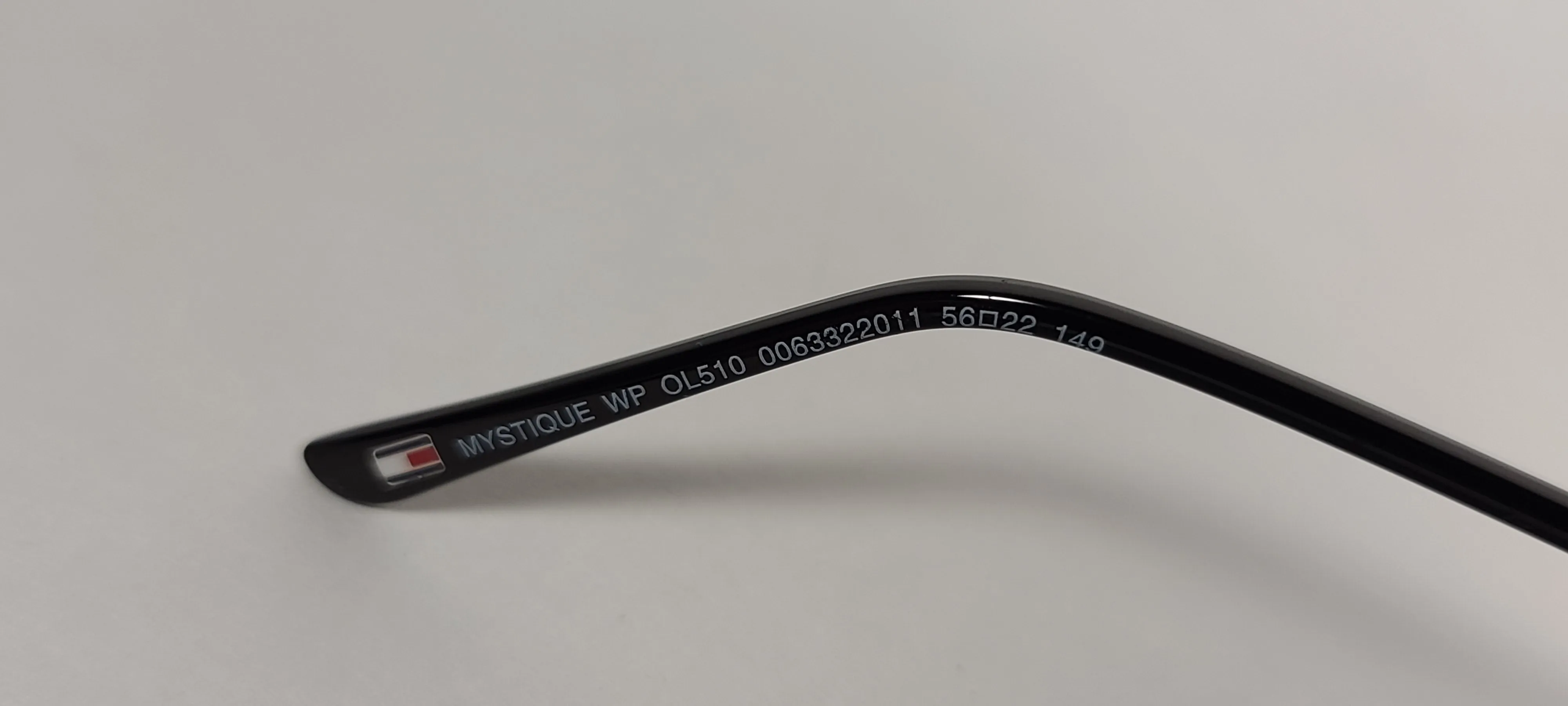 Tommy Hilfiger Mystique Sunglasses Shiny Black And Silver Frame Blue Mirror Lens MYSTIQUE WP OL510
