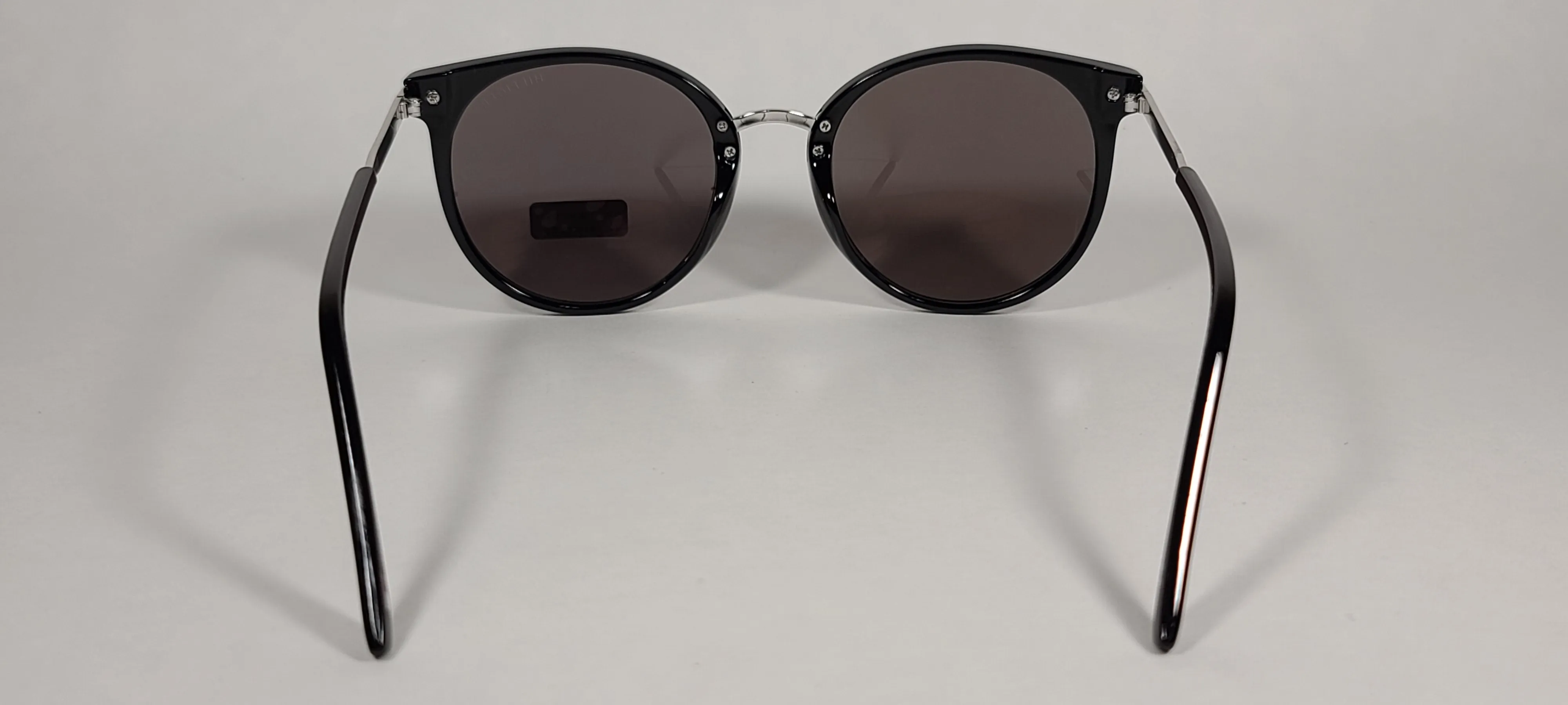 Tommy Hilfiger Mystique Sunglasses Shiny Black And Silver Frame Blue Mirror Lens MYSTIQUE WP OL510