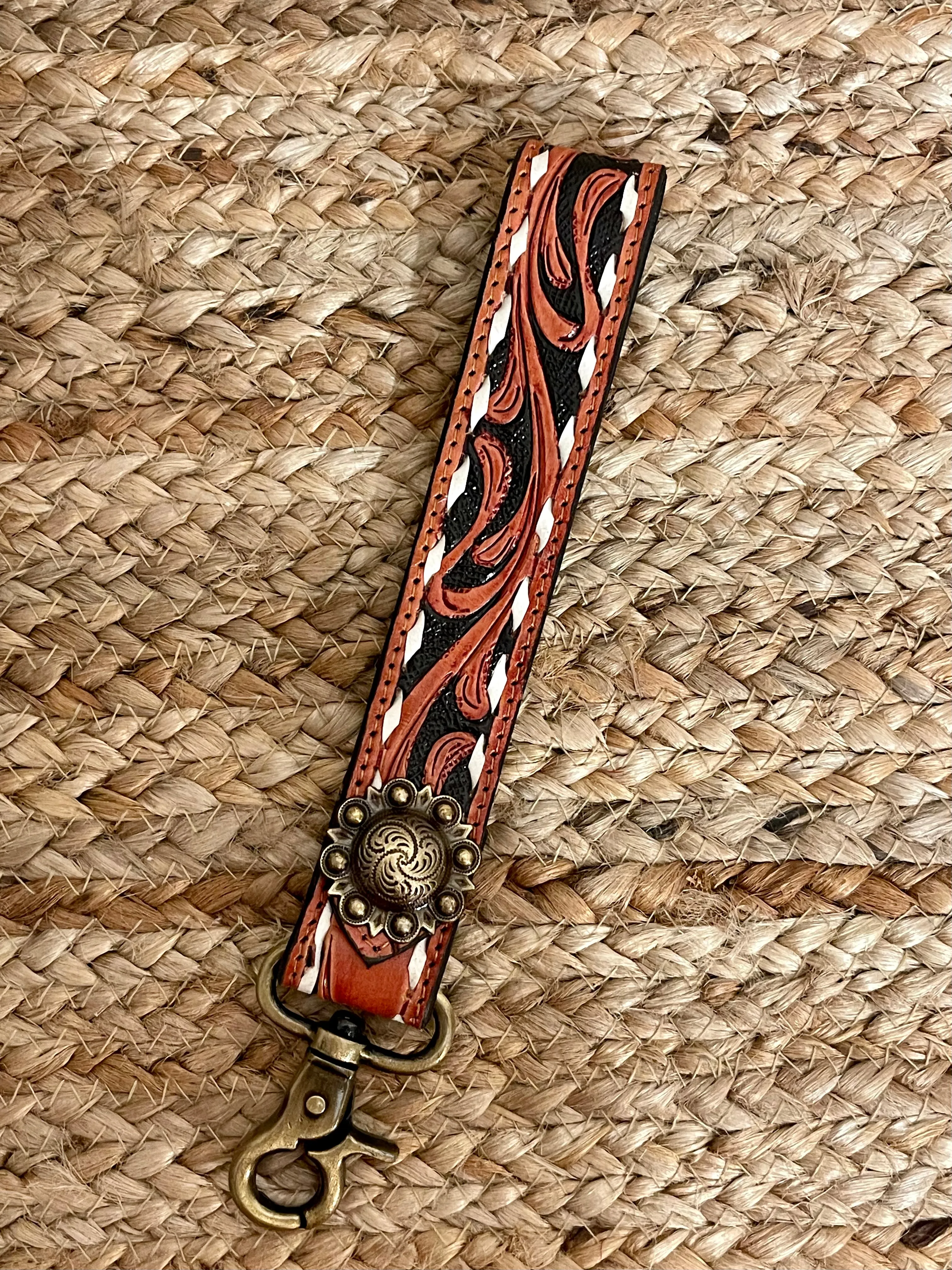 Tooled Leather Keychain