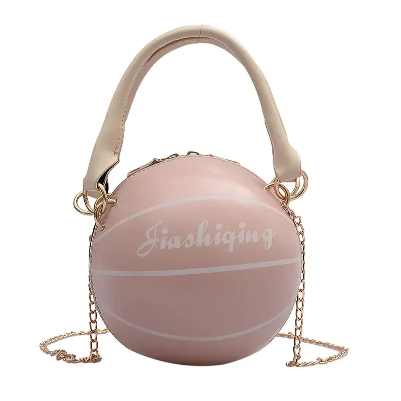 Trendy Pink Round Crossbody Bag with Chain Strap