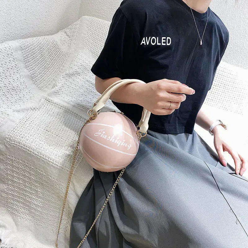 Trendy Pink Round Crossbody Bag with Chain Strap
