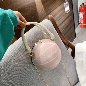 Trendy Pink Round Crossbody Bag with Chain Strap