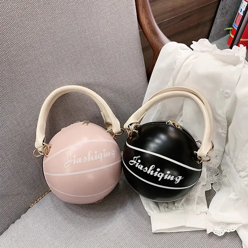 Trendy Pink Round Crossbody Bag with Chain Strap