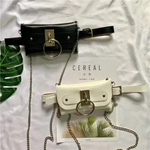 Trendy Women's Round Ring Crossbody Bag with Chain Decor