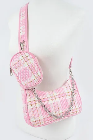 Tweed Plaid Shoulder Bag