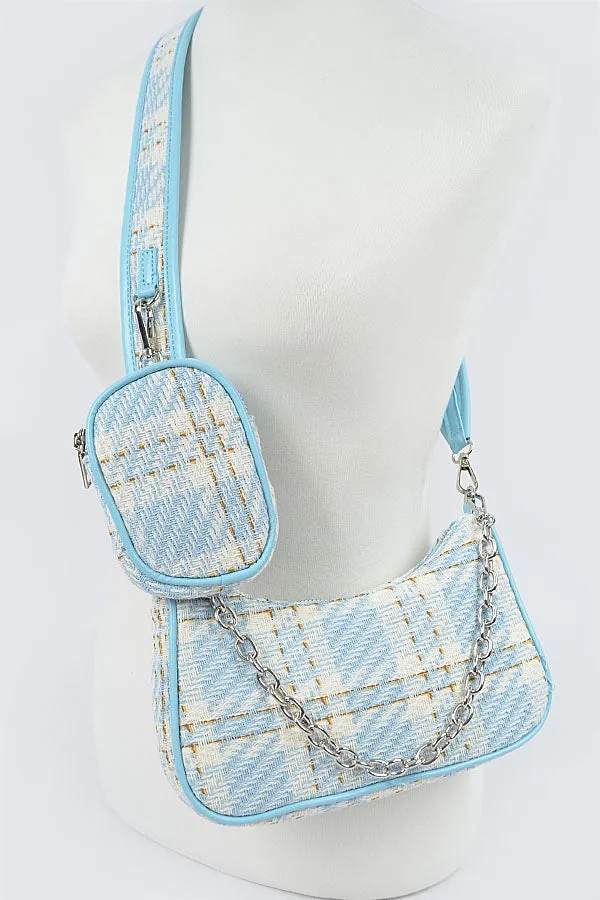 Tweed Plaid Shoulder Bag