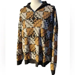 TWO FLY Western Knit Two Toned Half Zip Aztec Size Medium &amp; Large