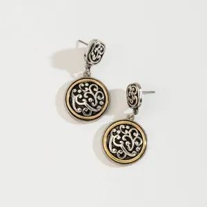 Two Tone Designer Circle Pendant Earring
