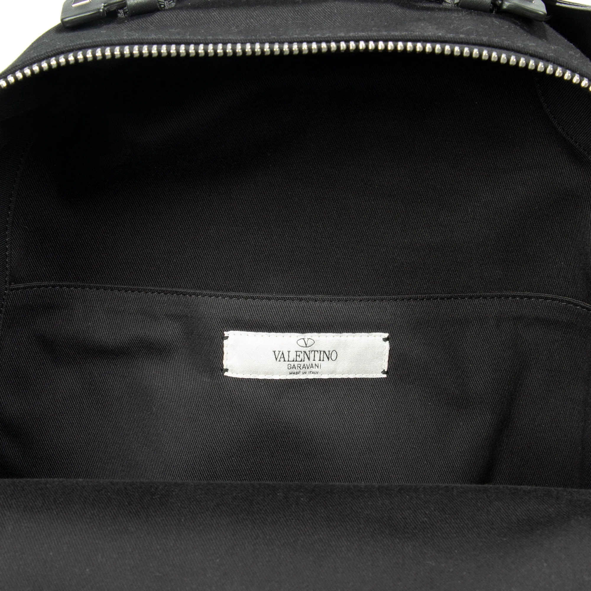 Valentino Black Fabric Backpack with Logo Applique