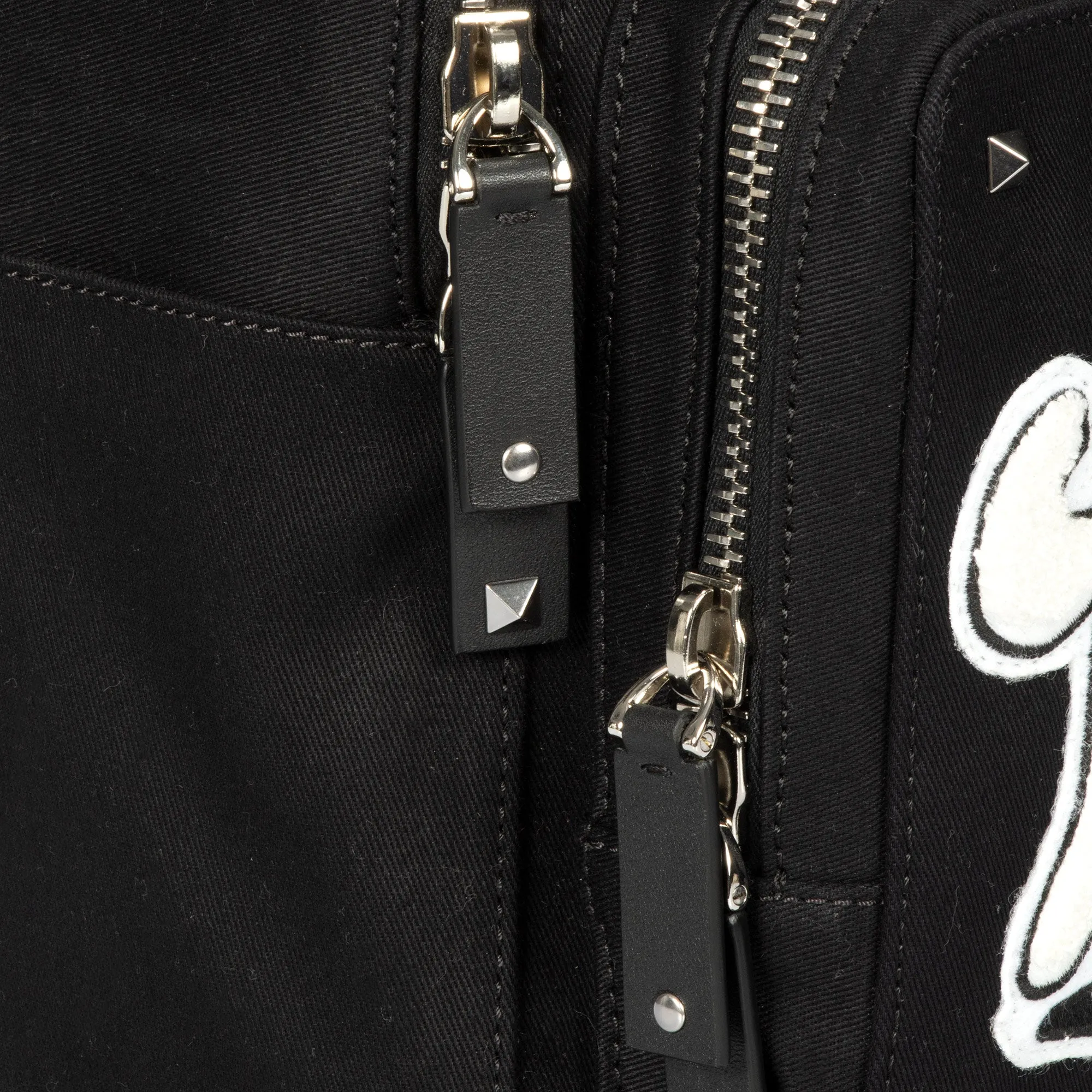 Valentino Black Fabric Backpack with Logo Applique