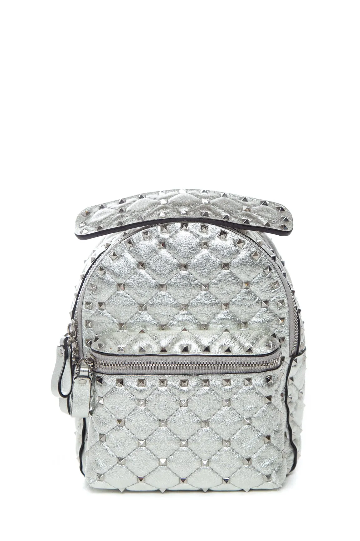 Valentino Silver Leather Rockstud Backpack