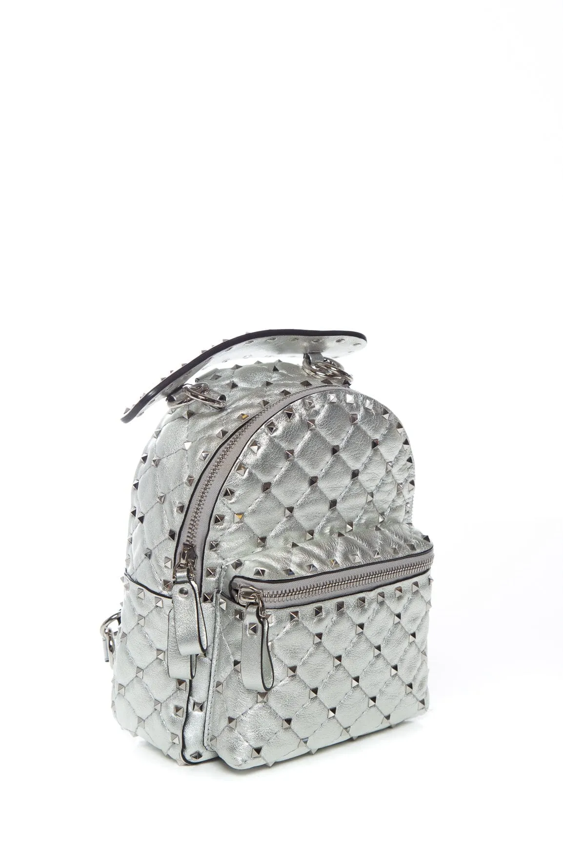 Valentino Silver Leather Rockstud Backpack