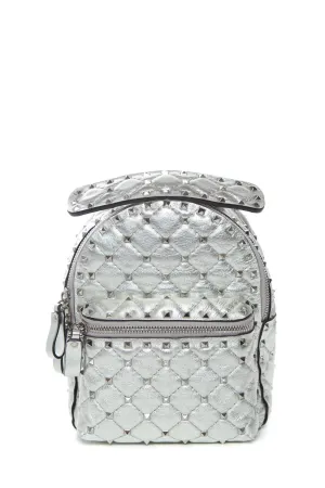 Valentino Silver Leather Rockstud Backpack